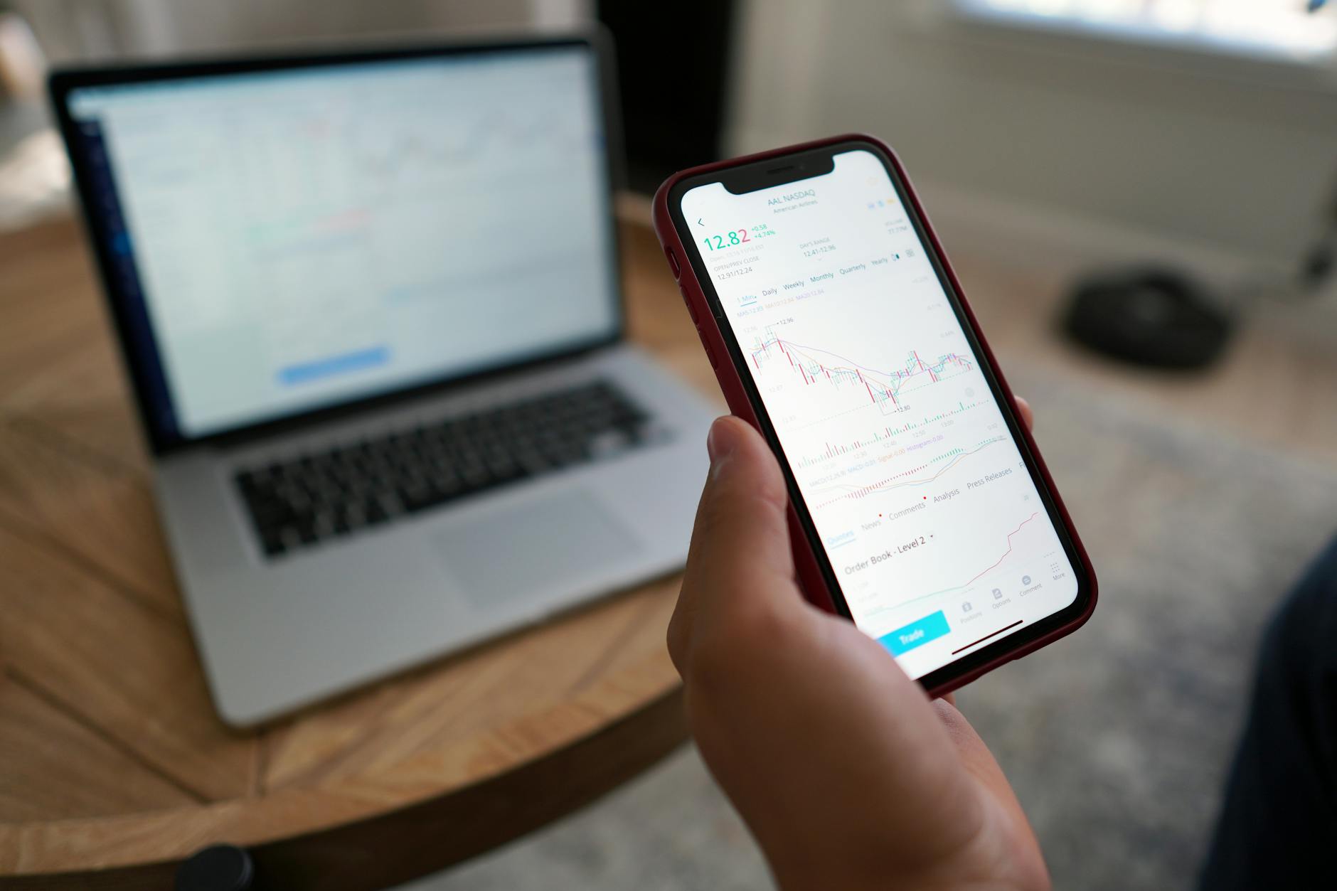 Investment account app on a smartphone