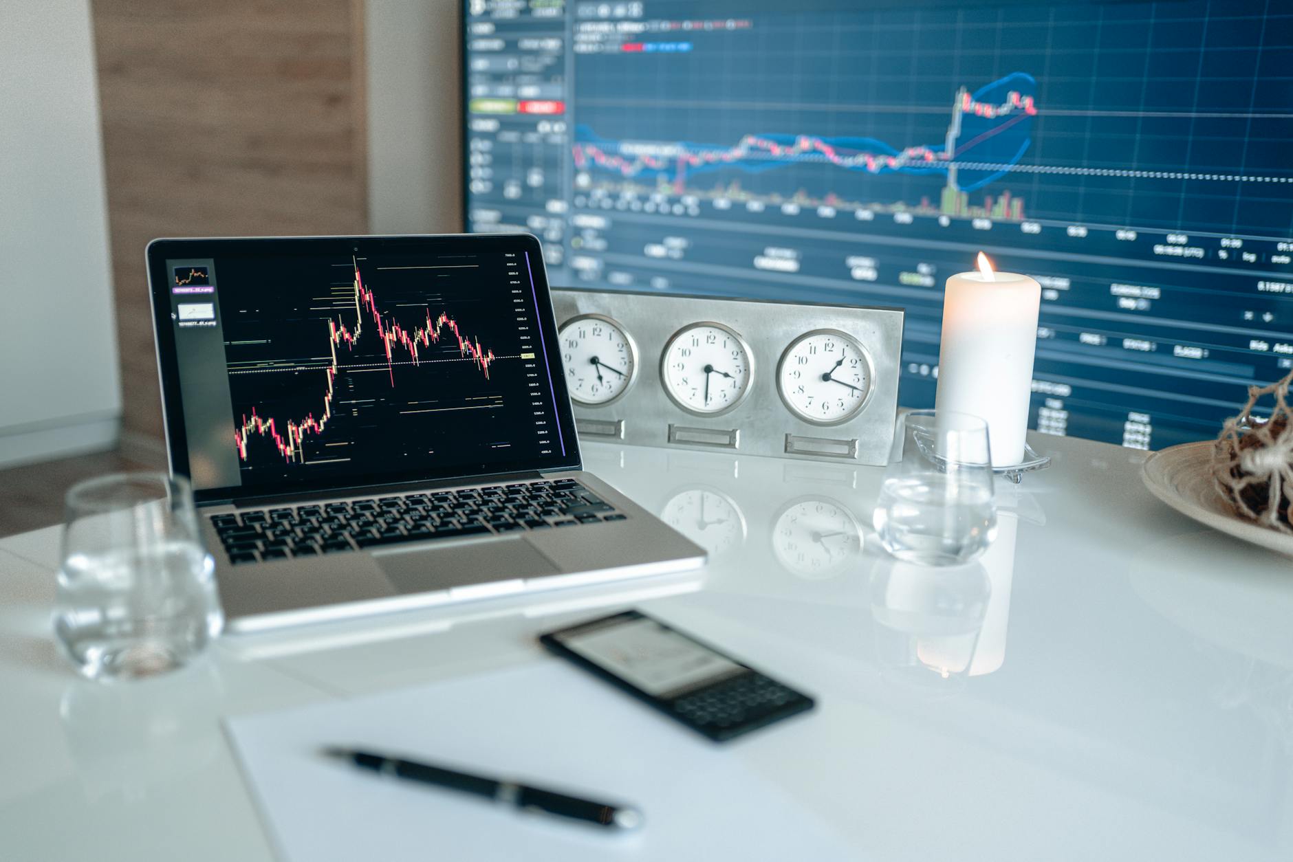 Stock market data and investment performance charts