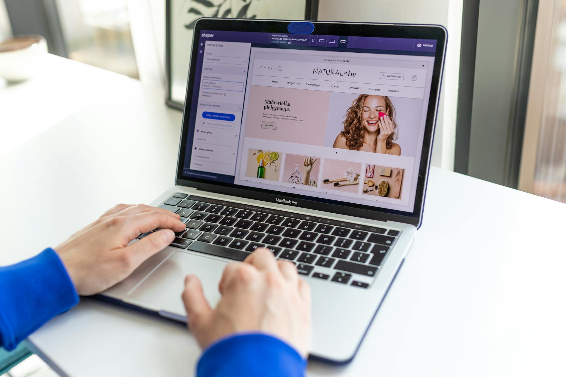 Online store being built on a laptop