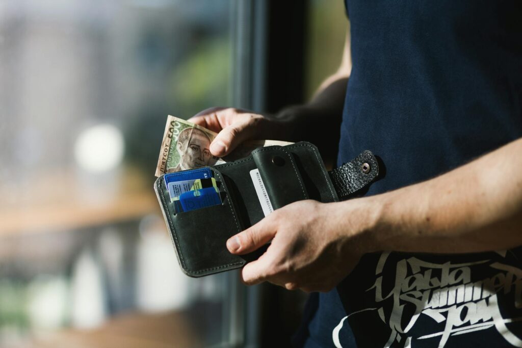 Person overspending on luxury items and lifestyle