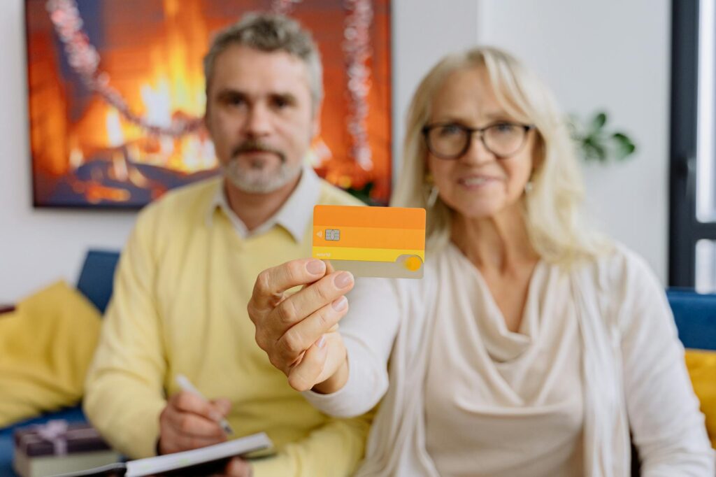 Couple reviewing their finances together at a table
